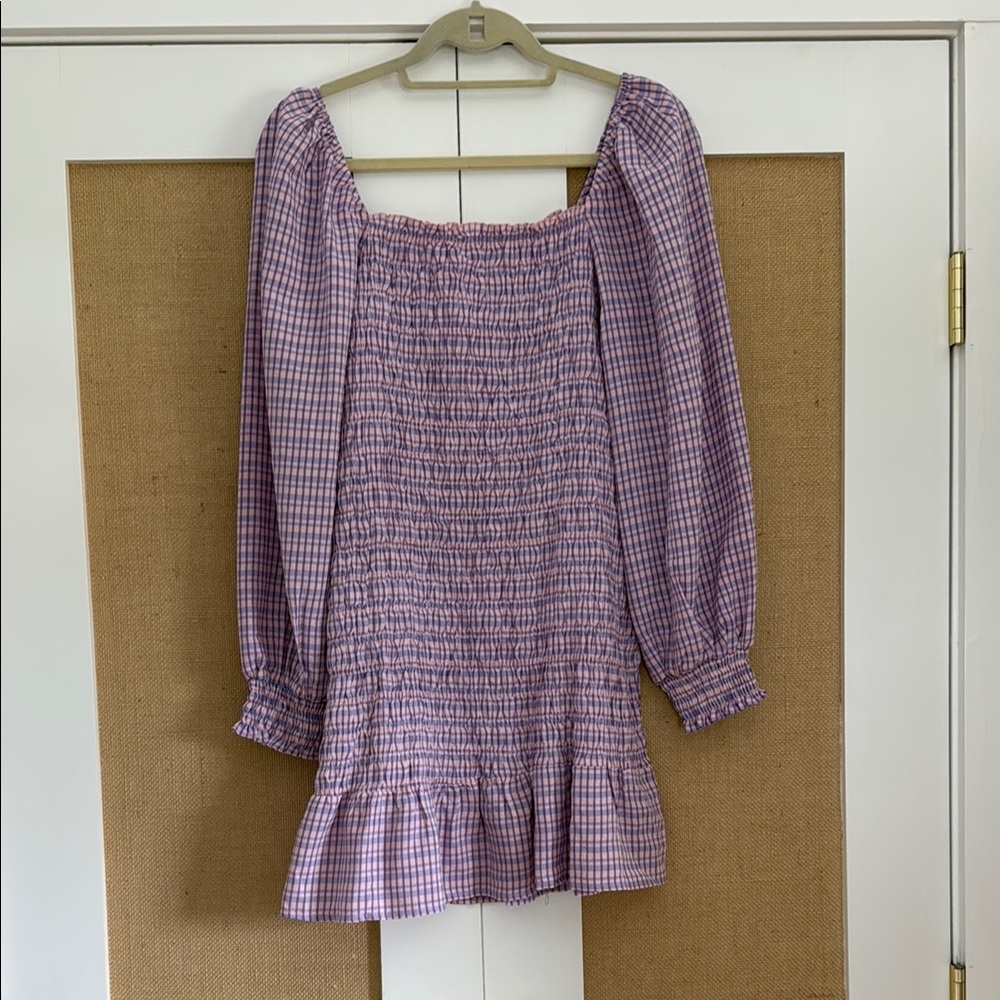 Purple Gingham Mini Dress